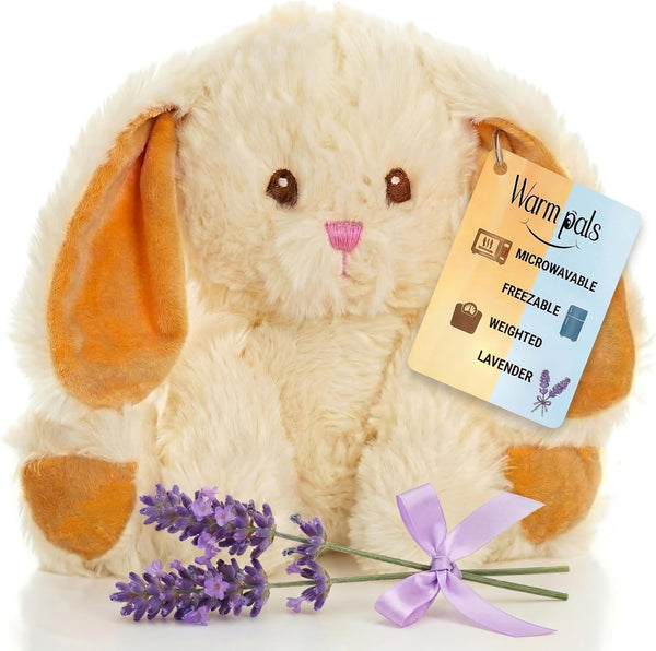 Bashful Bunny Microwavable Easter Stuffed Animal, Weighted Heatable and Coolable Lavender Scented