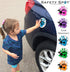 Magnet - Kids Handprint for Car Parking Lot Safety - WHITE with Black Splat Background (Blue)