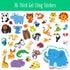 36 Reusable Jelly Sticker Book, Wild Animals Thick Jelly Stickers Waterproof Gel Cling Decals Animals Theme Matching