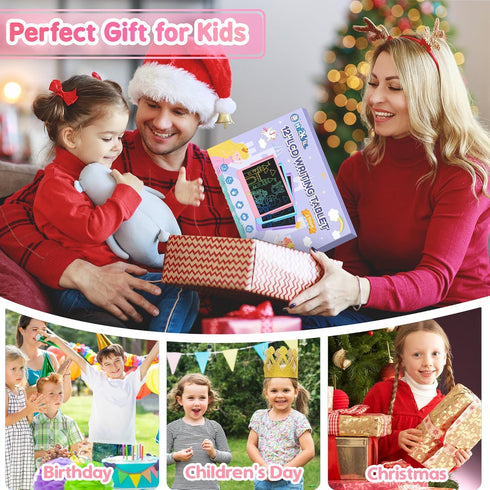 LCD Writing Tablet for Kids 12 Inch, Erasable Doodle Board for Girls Boys, Travel Essentials for Ages 3-8