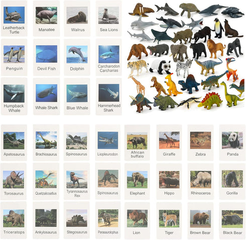 36 Small Animal Figurines, Learning & Education Toys, Realistic Dinosaur Zoo Jungle Safari Figures