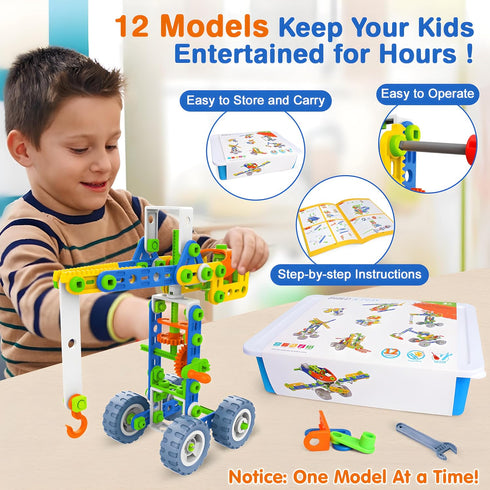 12 1 4 5 6 7 8+ 152 4-8 5-7 8-12, MOONTOY in STEM Toys for Year Old Boy Gifts, PCS Educational Building Toys for Kids