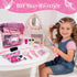 Set Set deAO Hair Salon Toys for Girls Beauty Salon Kids Pretend Hair Styling with Hairdryer, Mirror, Curling Iron