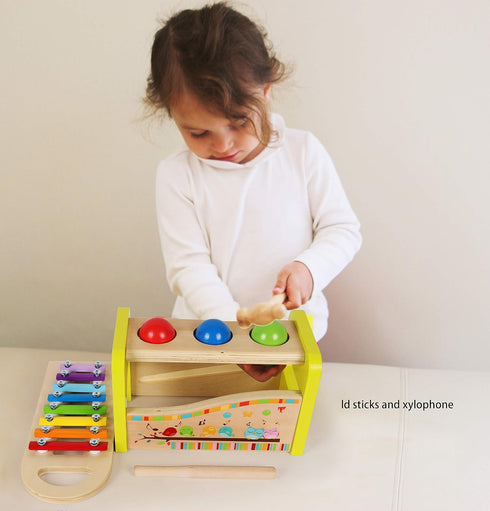 Hammer Set 1 TOWO Wooden Ball and Xylophone - Mallet and Pegs Pound a Ball Tap Bench- Toys for Babies Year Old Baby Boy