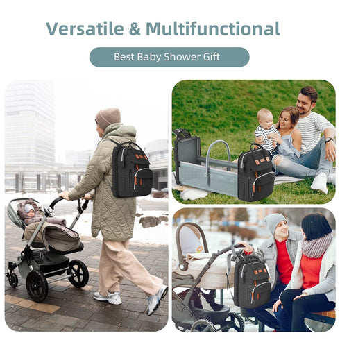 Backpack ISMGN Diaper Bag with Changing Station, Large Diaper Bag, Baby Bag, Multifunctional Diaper Bag, Black