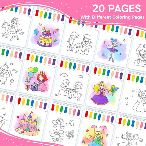 SOCOLER 1-3, 4-8 Paint with Water Coloring Books for Toddlers,Princess and Party Theme Mess Free Watercolor Painting