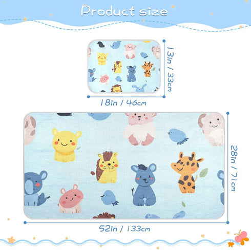 WDdZzyy 28" 52" Cartoon Animal Light Blue Cooling Baby Bed Mattress x Washable Mattress pad Cover for Kids, Adult