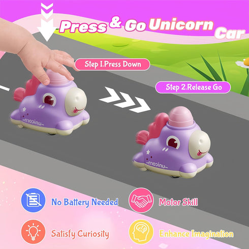 AquaArcc 2 3 4, Set 2 3 4 5 Ice Cream Car Toys for Girls Age Todder Press and Go Car Toys with Baby Doll & Playmat