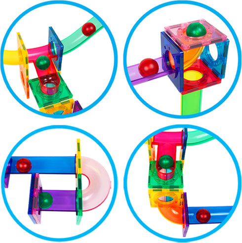 8pc PicassoTiles Motion Activated Marbles LED Light-Up Glow in The Dark Translucent Balls for Marble Run Race Racetrack