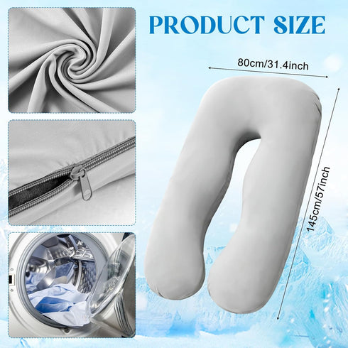 Hahafelt 57 Inch Cooling Pregnancy Pillow Cover (Only Pillowcase) Large U Shaped Full Body Pillowcase Maternity