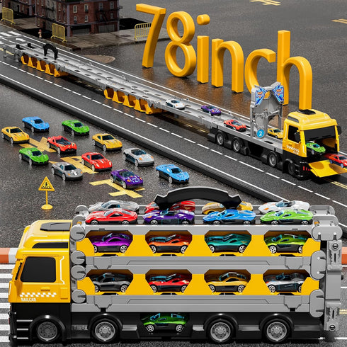Ci Vetch 78-Inch 1-3 2-4 3-5 4-7 24 3 4 5 6 3-5 4-7 Cars Trucks Toys for Toddler Years Old Boys Kids, Transport Truck