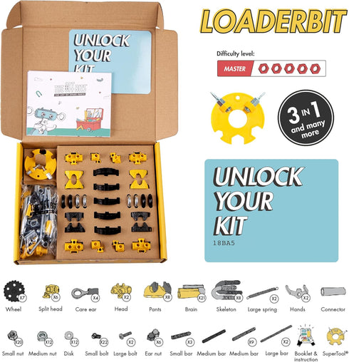 Build Your Own Excavator Toy, 150+ Pcs Vehicle Construction Toys, LoaderBit Educational STEM Kit for Ages 8-12
