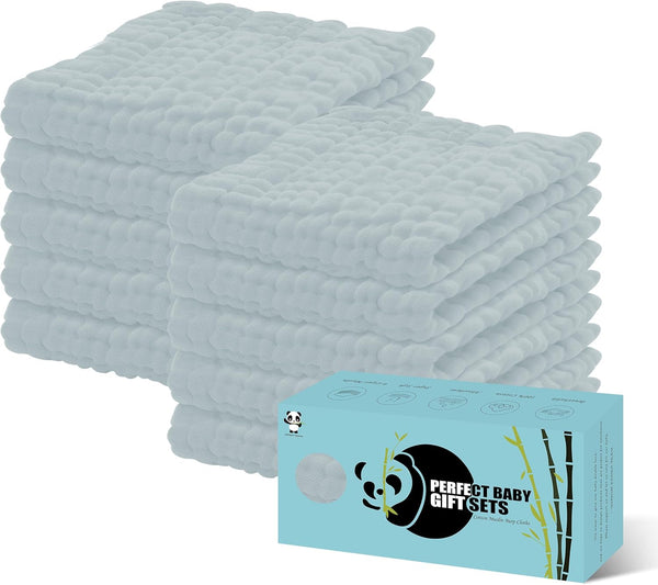 HIPHOP PANDA 10 Pack 6-Layers Muslin Burp Cloths Large - Durable 100%