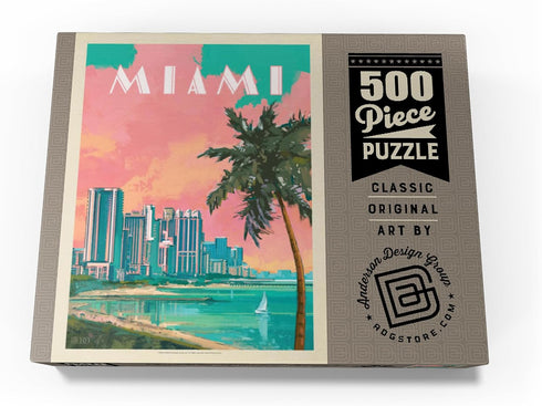 MyPuzzle Miami, FL: Vintage Poster South Beach - Premium 500 Piece Jigsaw Puzzle for Adults