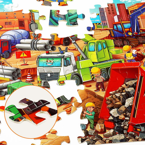 100 Piece Jigsaw Puzzles for Kids Ages 4-10, Construction Engineering Vehicle Puzzles, Educational Toys Gift