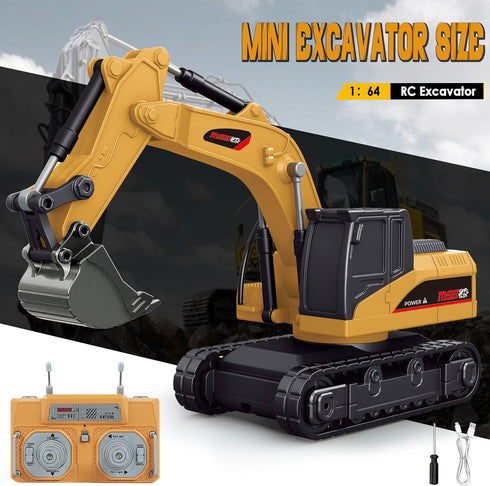 BRRRRT 1/64 3+ Full Proportion Remote Control Excavator,Remote Control Construction Vehicles with Metal Shovel,Type-C