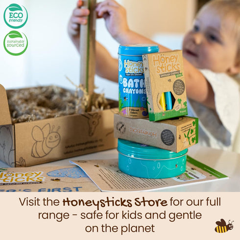 Honeysticks My First Paint Brush Set, 3 Pack Jumbo Brushes for Babies and Toddlers, Vegan with Storage Container