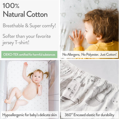 Travel Crib Fitted Sheets, Compatible With Guava Lotus, Baby Bjorn, Dream on Me Travel Crib, 2 Pack
