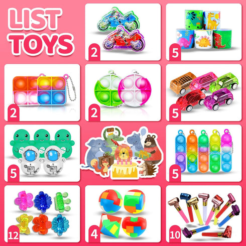 150Pcs Party Favors for Kids 3-8, Fidget Toys Pack, Goodie Bag Stuffers, Carnival Prizes for Classroom Activities