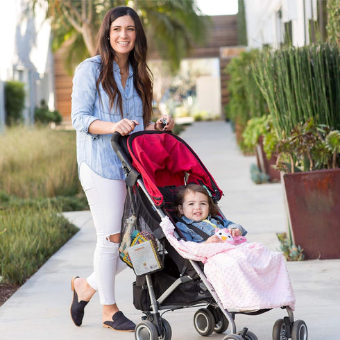 J.L. Childress Cuddle 'N Cover Stroller Blanket - Silky and Minky Fabrics, Attaches to Stroller, Privacy Cover, Pink