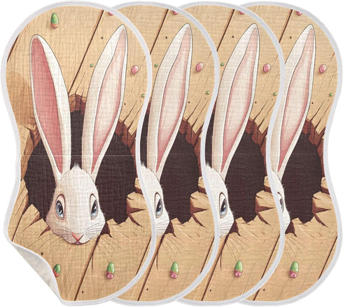 Set 1, Easter Bunny Ears Muslin Baby Burp Cloths of Super Soft & Absorbent Burping Rags, Cotton Burp Clothes Shower