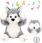 Hopearl Peek A Boo Husky Interactive Plush Dog Toy, Musical Singing Talking Stuffed Animal, Gray, 11.5''.