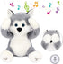 Hopearl Peek A Boo Husky Interactive Plush Dog Toy, Musical Singing Talking Stuffed Animal, Gray, 11.5''.