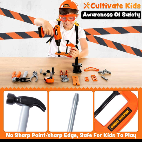 32PCS Set, Backpack 3 4 5 6 JOYIN Kids Tool Toddler Tool Toys with Construction Costume & Electronic Toy Drill for Boy