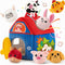 SAIMAND Baby Toys 6-12 Months, Barn with Stuffed Farm Animals, Montessori Toy