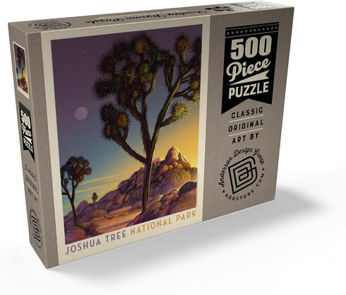 MyPuzzle Joshua Tree National Park: Into The Evening Vintage Poster - Premium 500 Piece Jigsaw Puzzle for Adults