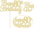 Gyufise 1Pc Gold Happy 80th Birthday Cake Topper, Glitter Cheers to 80 Years Old Cake Decorations