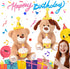 Hopearl Happy Birthday Teddy Bear with Glowing Cupcake - Musical Stuffed Animal Bear, Interactive Kids Gift, Brown