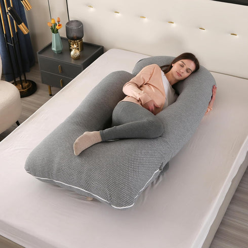 Soft Pregnancy Pillows for Sleeping Support for Back, Belly, HIPS, Legs, J Shaped Full Body Maternity Pillow