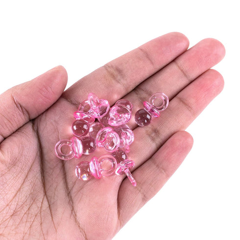 Super Z Outlet Mini Acrylic Baby Pacifiers for Baby Shower Decorations, 144 Pieces (Pink)