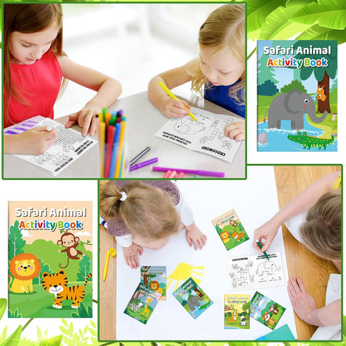 36 Set Sinmoe Pcs Safari Animals Mini Activity Books for Kids Coloring Drawing Books with Lion Tiger Giraffe Patterns