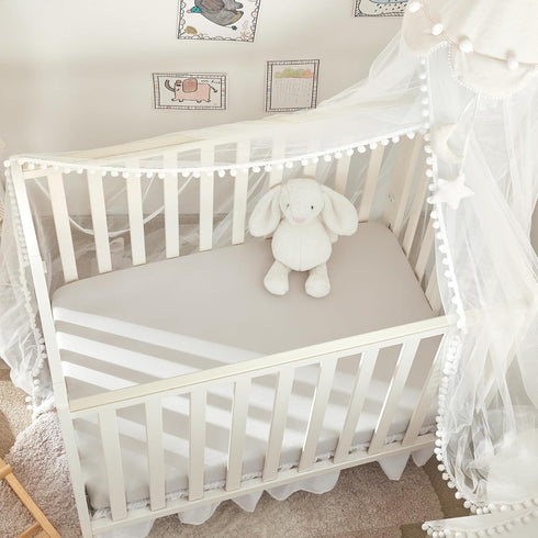 TILLYOU Mini Crib Fitted Sheets 2 Pack, Soft Jersey Knit Microfiber Playpen Bedding Sheet for Baby, Light Gray & Navy