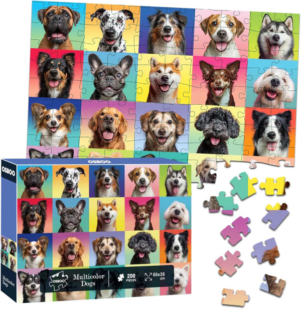 Dog Puzzles for Kids Ages 6-8 8-10, 200 Pieces Jigsaw Puzzle for