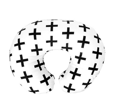 Mila Millie Premium Quality Nursing Pillow Cover Nordic Swiss Black Cross Unisex