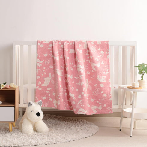 Generic 3-Layer 30"x40", Muslin Cotton Toddler Blanket, Soft and Lightweight Jacquard Baby Blanket for Crib or Bed