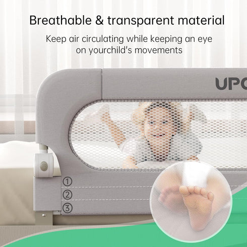 Size,Queen,King,Twin(Grey,43"x23.6") UPGOGO Folding Bed Rail for Toddlers,Baby Bed Rail Guard with Reinforced Anchor