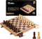 Chess Armory Premium Wooden Checkers and Chess Set - Portable Wood Case with Secure Storage for Kids and Adults (Beech