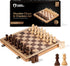 Chess Armory Premium Wooden Checkers and Chess Set - Portable Wood Case with Secure Storage for Kids and Adults (Beech
