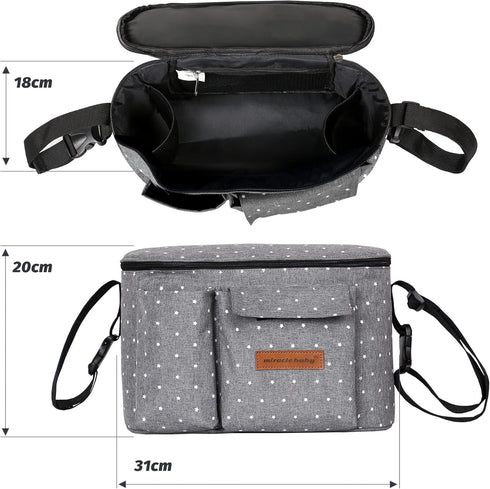 Miracle Baby Stroller Organizer Bag for Mom,Universal Stroller Storage Caddy Diaper Bag- Compatible with Most Stroller