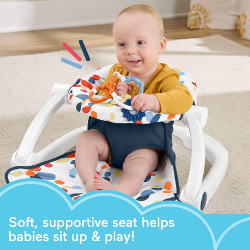 Fisher-Price Portable Baby Chair, Darling Dots Sit-Me-Up Floor Seat with BPA-Free Teether & Clacker Newborn