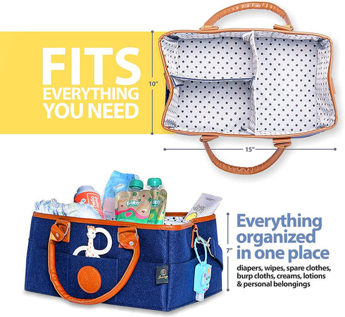 Baby Diaper Caddy Organizer Large Tote - Baby Diaper Organizer Caddy Perfect for Nursery Changing Table, New Born