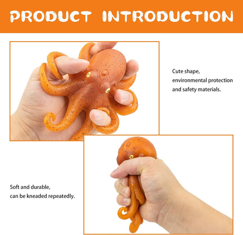 FUNSCENE Mini Realistic Under The Sea Life Figure for Toddler Bath Bathtub, TPR Super Stretch Octopus Toy, Great