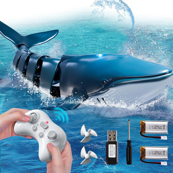 WATUDOU Remote Control Whale Shark Toys for Boys Kids, 1:18 Scale High Simulation