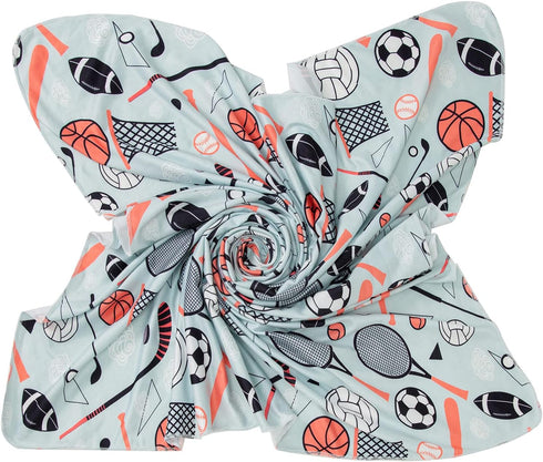 Galabloomer Newborn Swaddle Blanket with Beanie Set, Baby Boy Receiving Blanket Sports Ball
