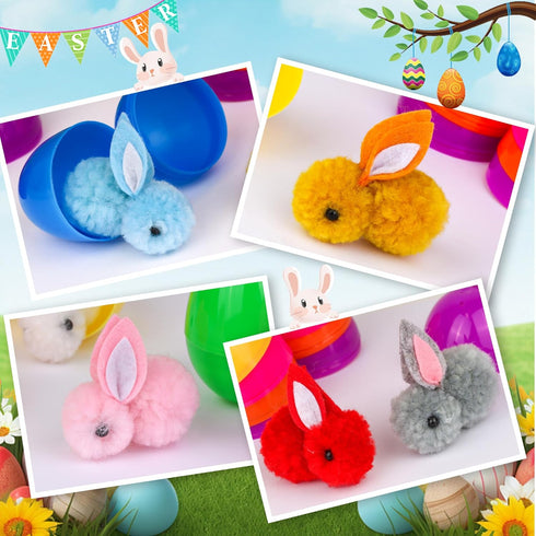 36 Pack Grastfu Easter Eggs Fillers with Mini Bunny Plush Basket Stuffers with Toys Inside Bunny Mini Stuffed Animal