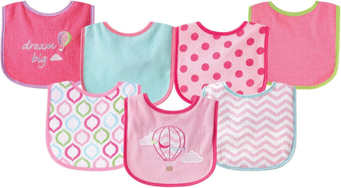 Luvable Friends Baby Cotton Terry Drooler Bibs with PEVA Back, Transportation, One